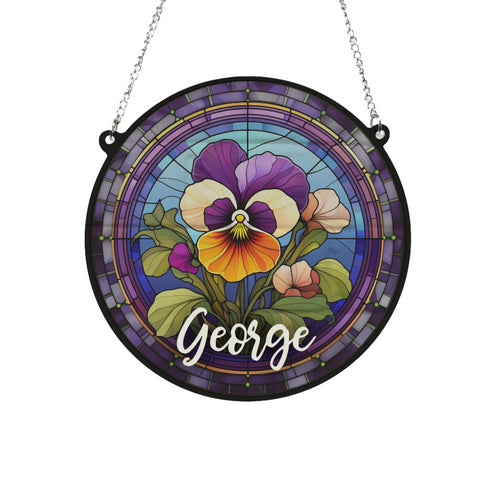 Pansy Personalised Stained Glass Effect Suncatcher